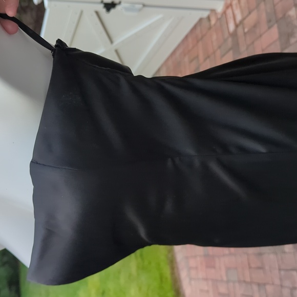 Jessica McClintock long black strapless gown tulle hem  10 Petite Vintage - Picture 10 of 16